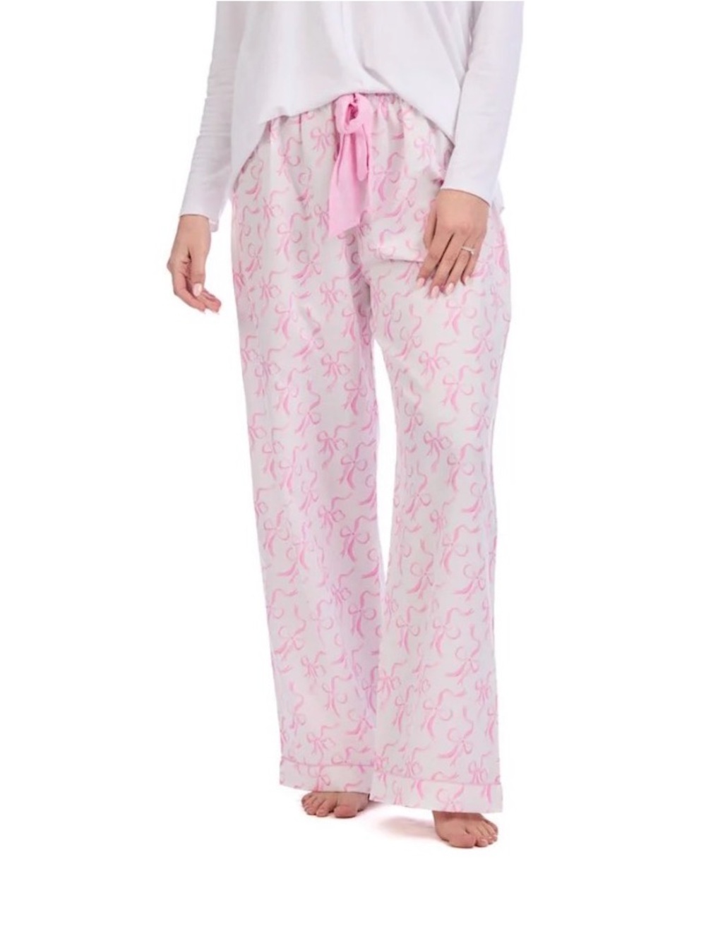 Mud Pie Pink Bow-Print Pajama Pants